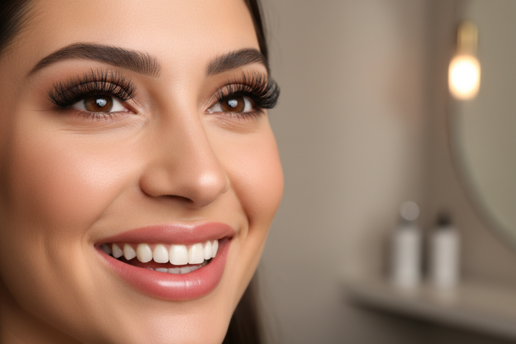 Close Up Portrait of Woman with beautiful lashes